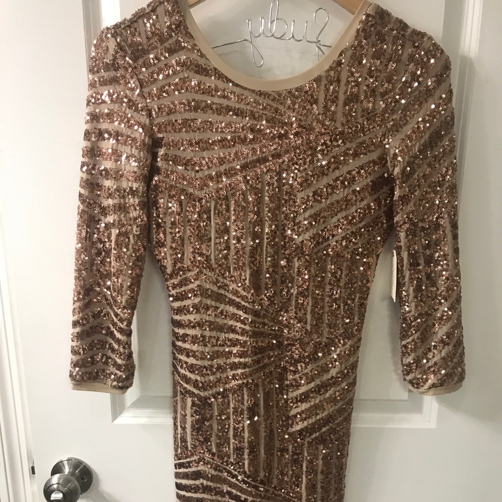 Rose Gold Sequence Cocktail Dress - Picture 2 of 4